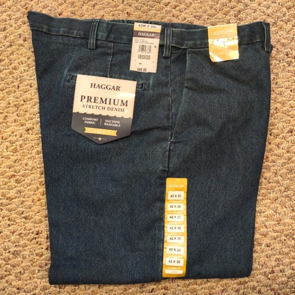 Haggar® Mens Premium Stretch Classic Fit Blue Denim Pant - 42x30